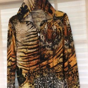 Onque CasualsTiger Print Front Zip Hoodie